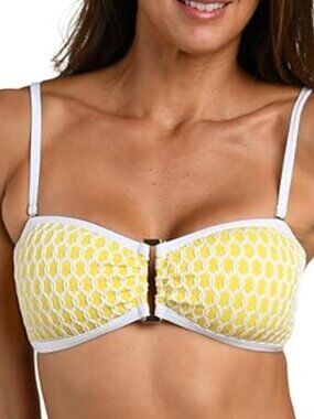 NWT La Blanca Women's Bandeau Hipster Bikini Swimsuit Top, SZ 14